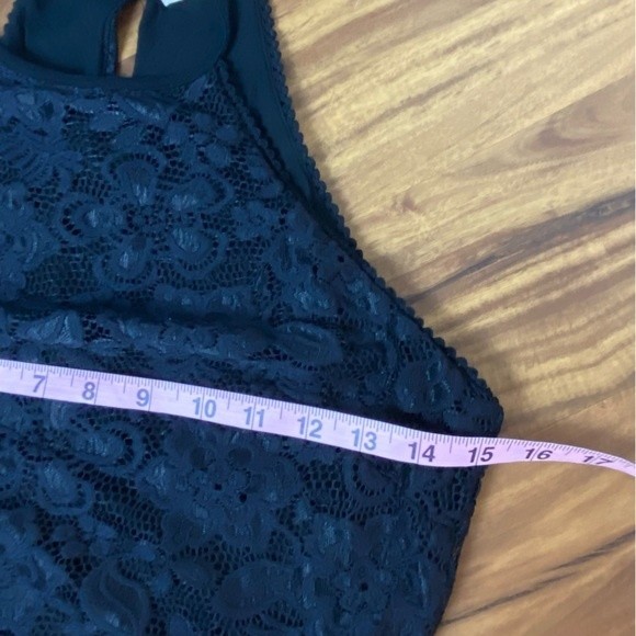 Black Mini Dress Halter Semi Formal Cocktail Lace Fit and Flare Size Small - Picture 3 of 8